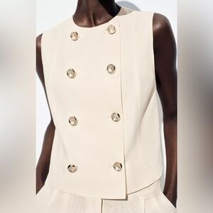 Zara Linen Blend Button Top